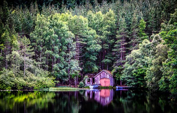A view of the boathouse at Loch Farr